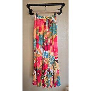 True Destinations Colorful Floral flared tropical beach pants/‎ cover up size XS